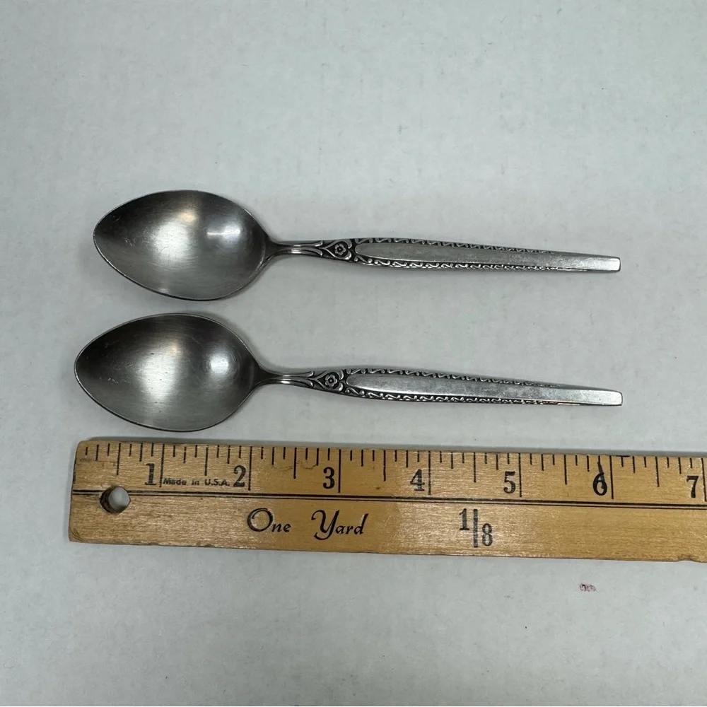 Vtg 6 Piece Set Flatware Daisy Rose Vine Stainless Steel Japan Forks Spoons